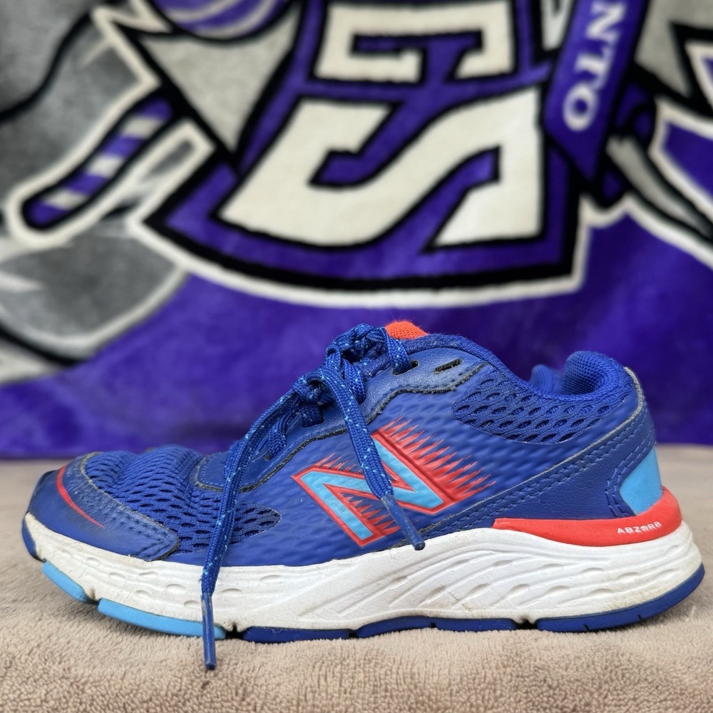 Size 11.5c - New Balance 680v6 YP680BR6 Unisex Kids Blue Red Sneaker Shoes